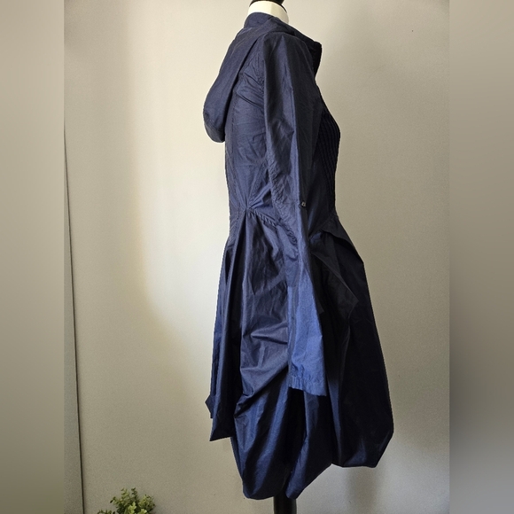 ZAC POSEN Designer Navy Blue Fit And Flare Lightweight Jacket With Hood. XS - Picture 5 of 14